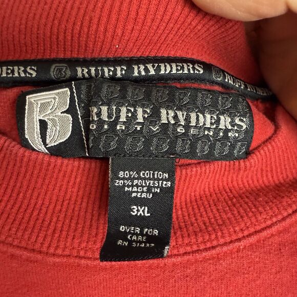 VINTAGE Ruff Ryders DMX Sweater Size 3XL Red Crew Pullover Hip Hop 90s - Picture 4 of 8